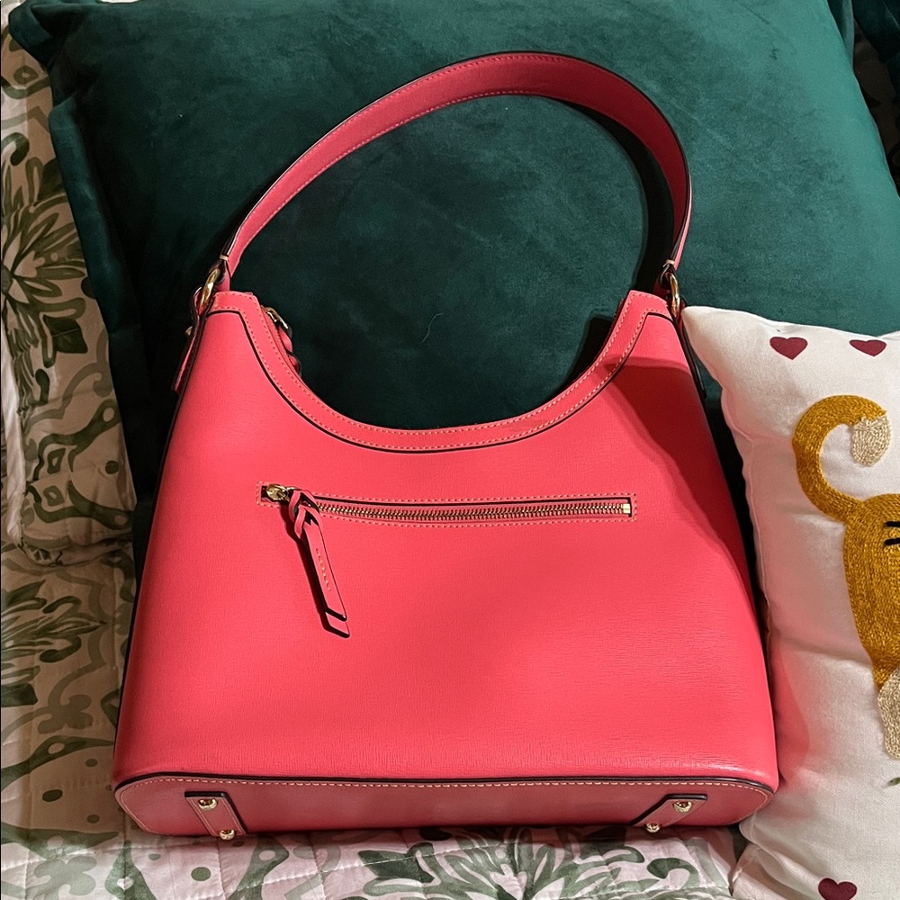 Dooney & Bourke Pink Shoulder Bag, silk scarf & Munmun 3 little pigs charm NWOT - Picture 6 of 14